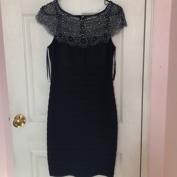 SOLD!!!! Navy Blue beaded neckline dress - Picture 2 of 5